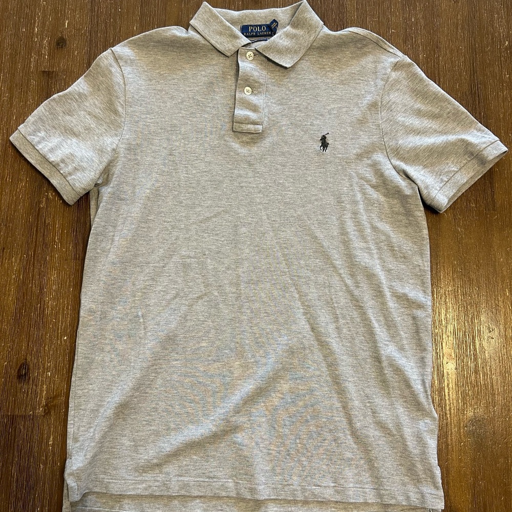 RALPH LAUREN - polo shirt light grey   (medium) - custom slim fit